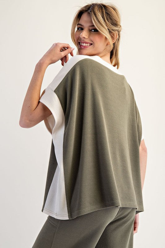 EE Color Block Top in dry herb