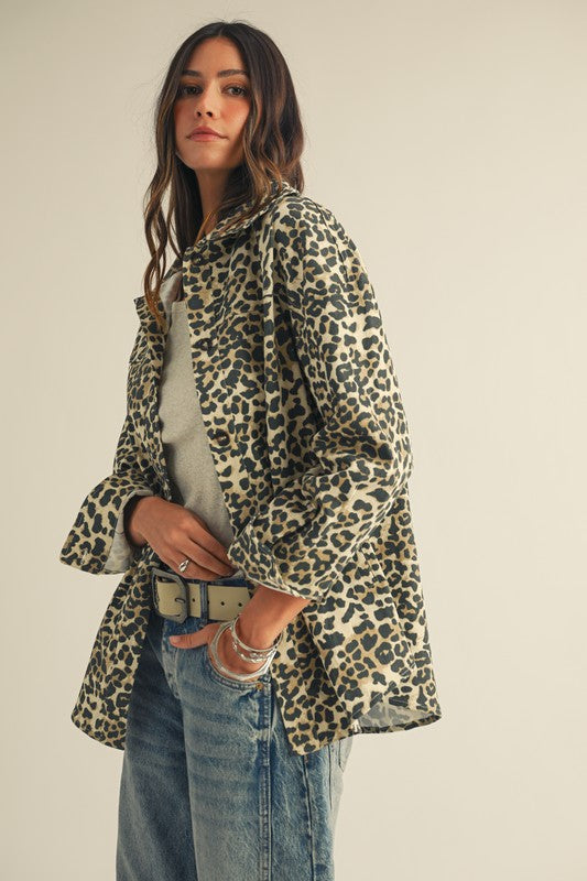 LL Oversize Leopard Button up