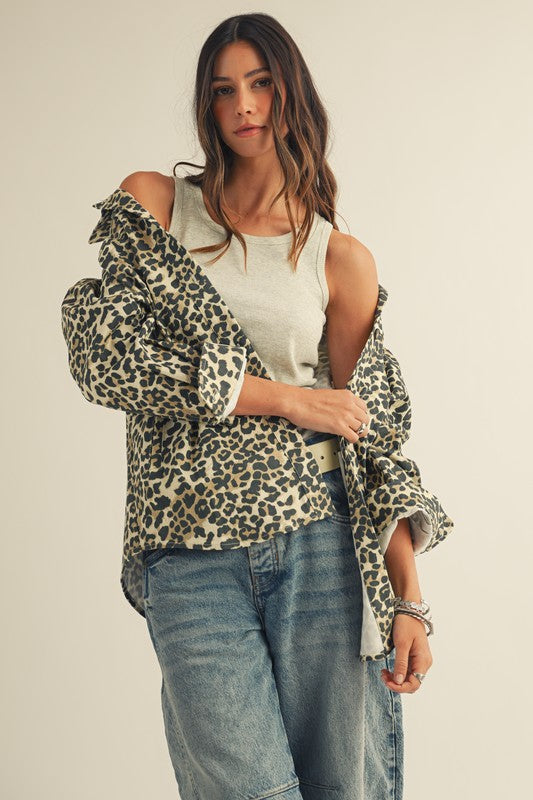 LL Oversize Leopard Button up