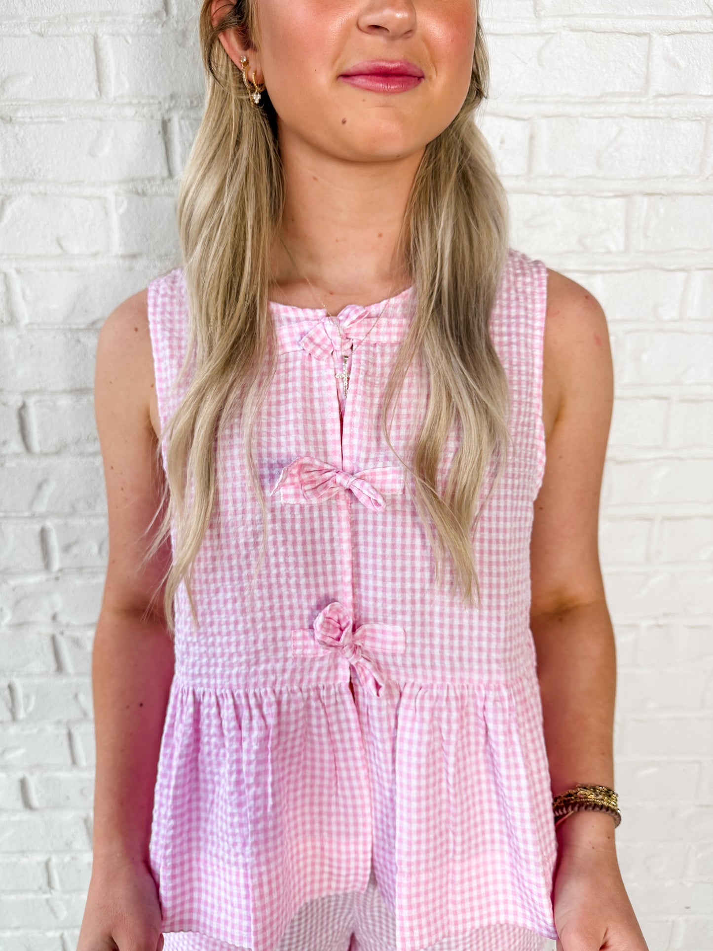 Pink gingham set