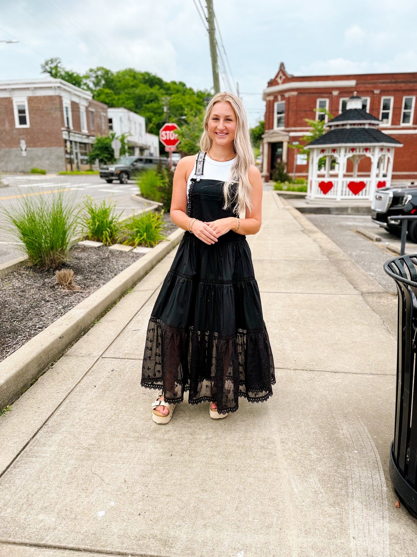 Black overall dress