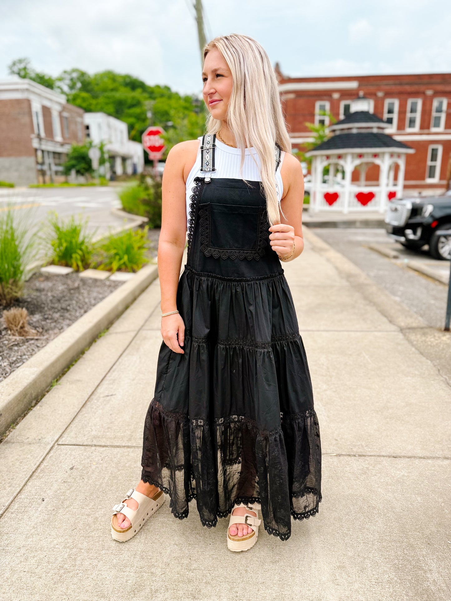 Black overall dress