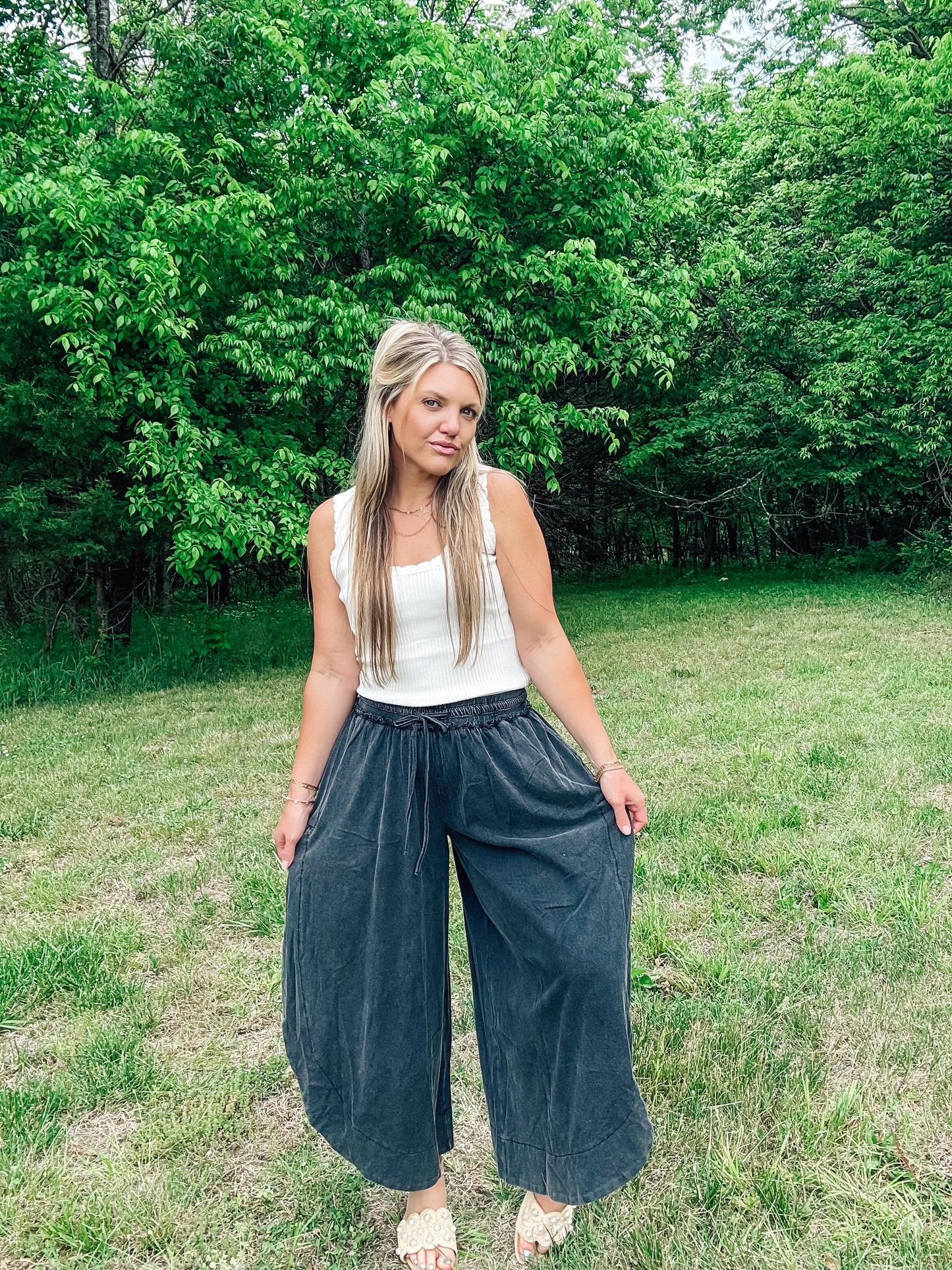 Flowy State Mineral Wash Wide Leg Pants