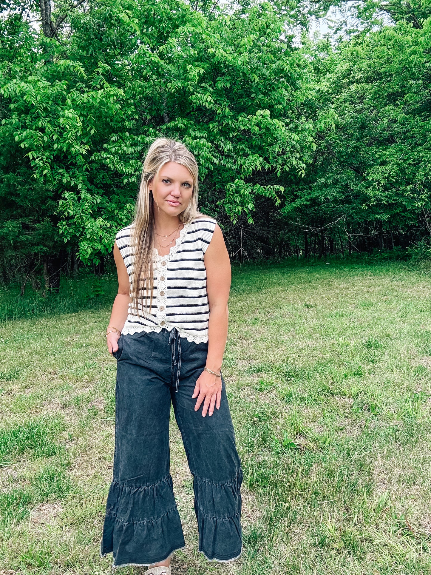 Festival Days Striped Knit Sweater Vest