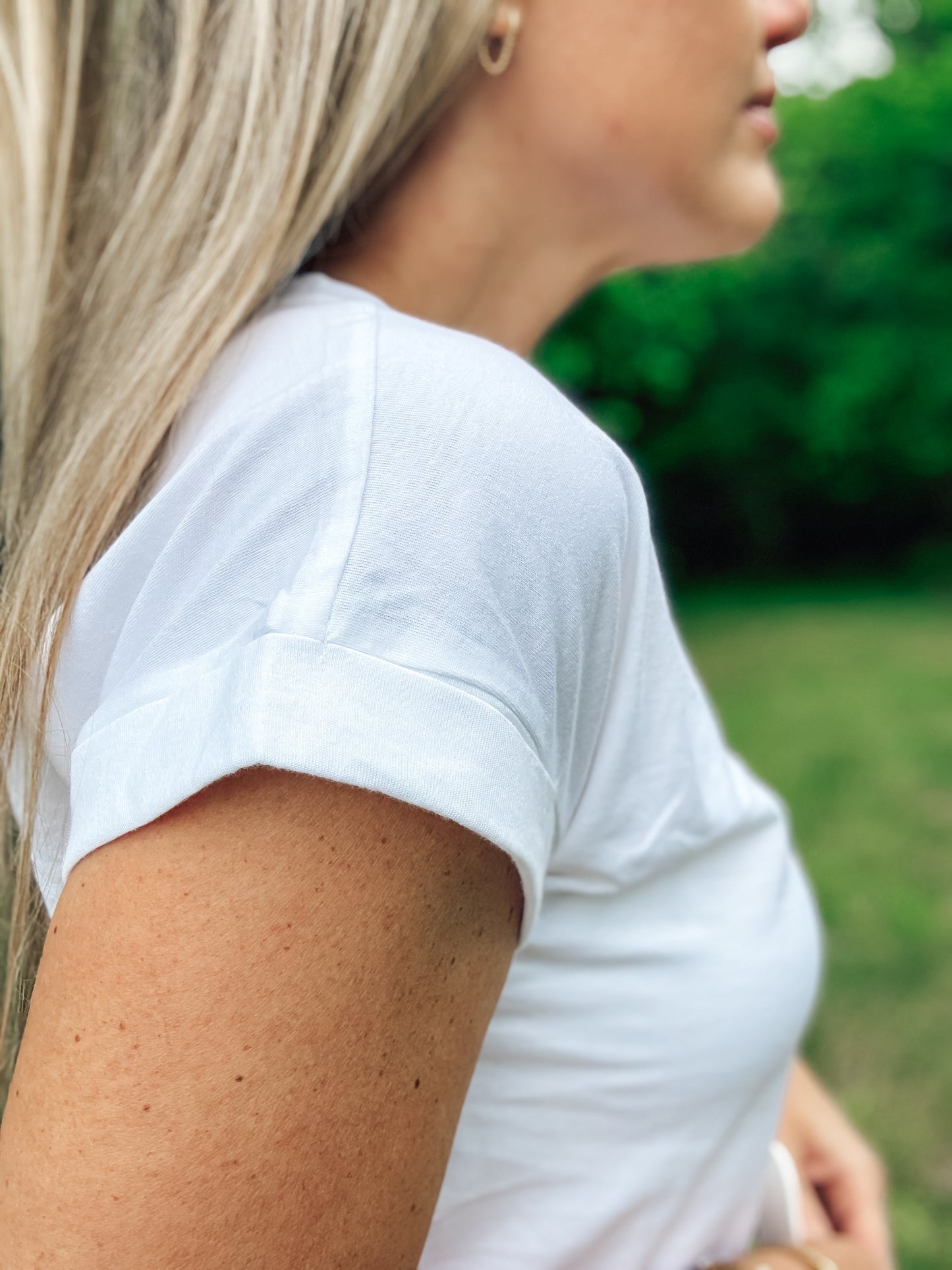 Easy-Going Folded Sleeve Cotton Tee