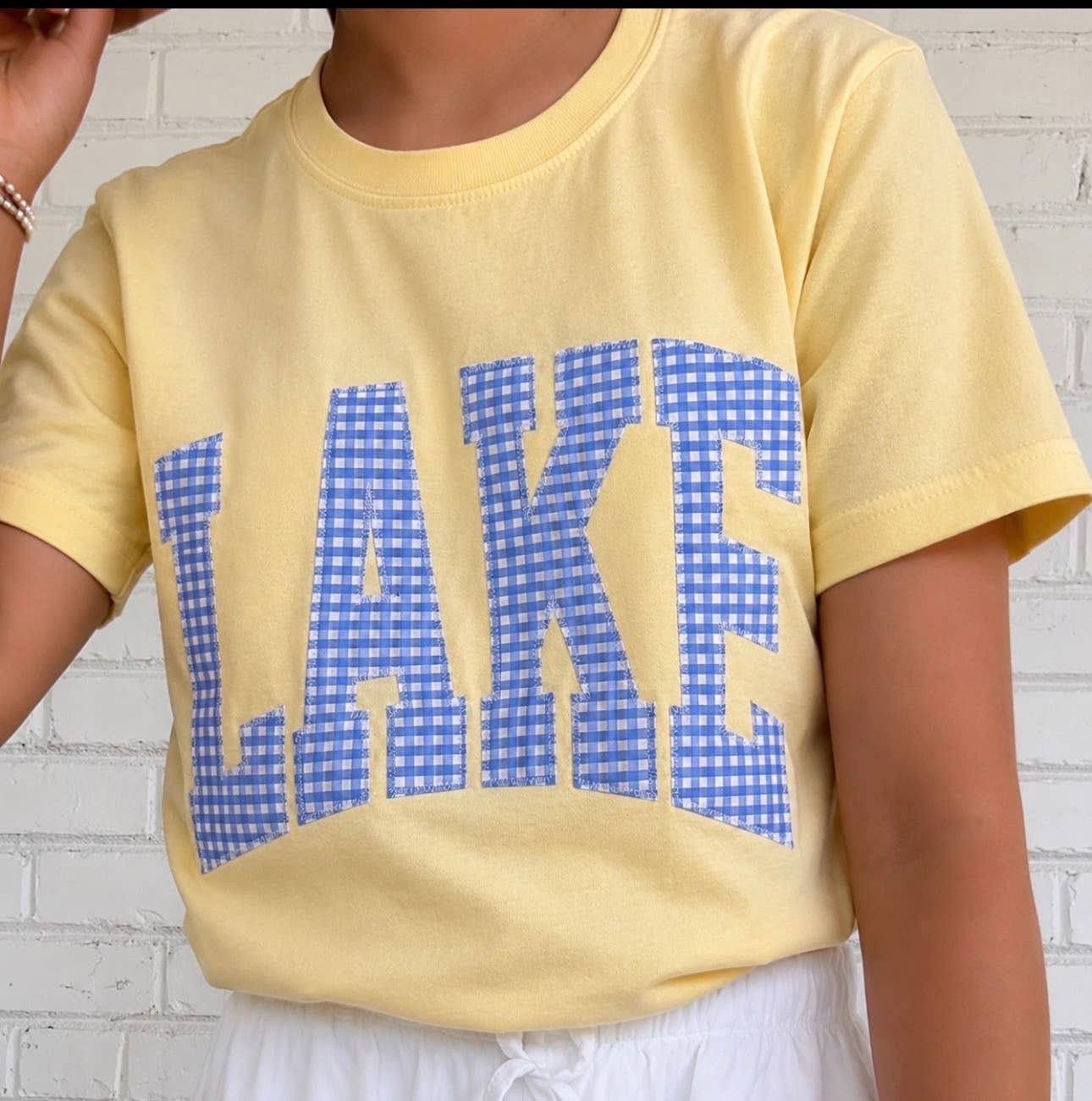Blue Gingham Lake Days Short Sleeve Tee