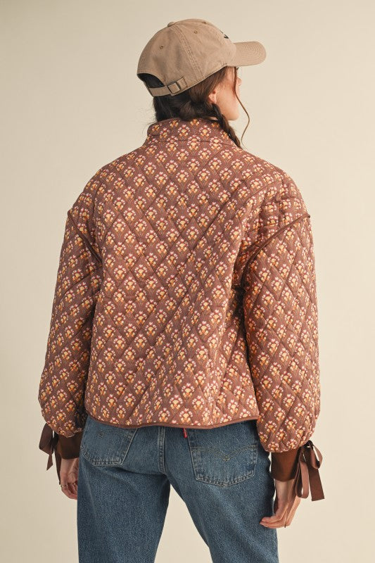 Floral Quilted Jacket w Sleeve Ties