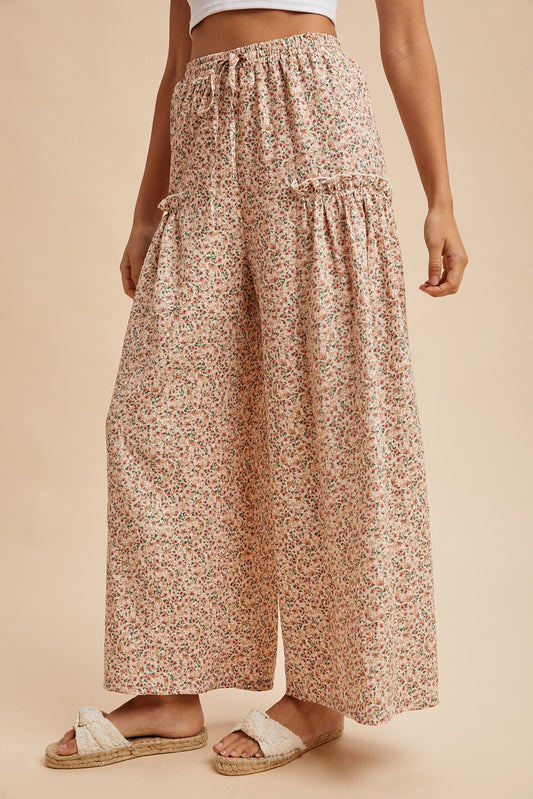 Oh So Floral Crinkled Palazzo Pants