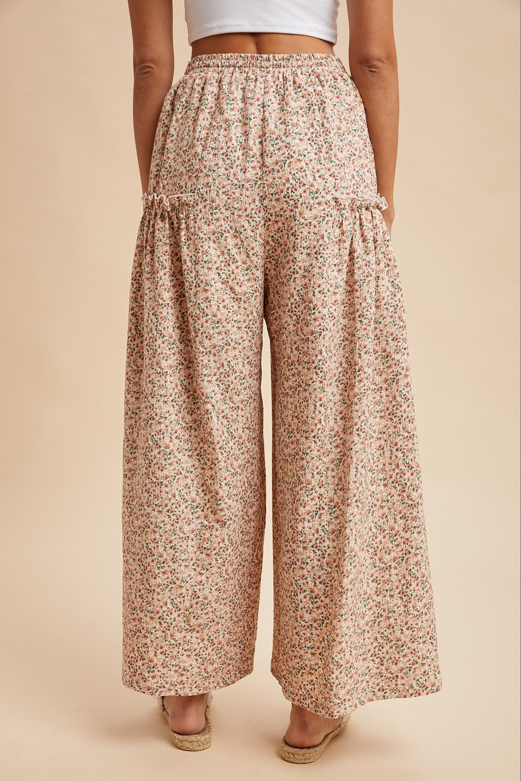 Oh So Floral Crinkled Palazzo Pants