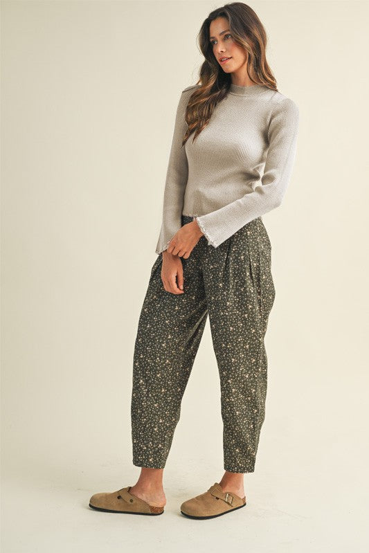 AW Scallop Edge Mock Neck Sweater-Stone