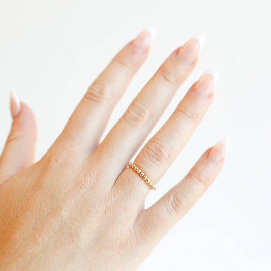 Ella Beaded Band Ring in Gold