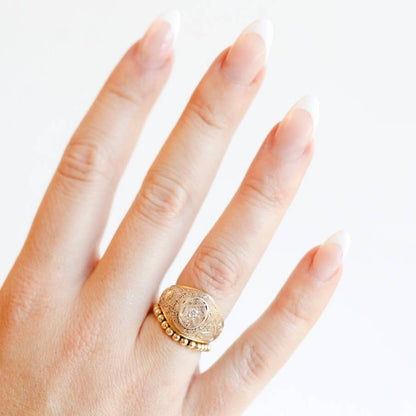 Ella Beaded Band Ring in Gold