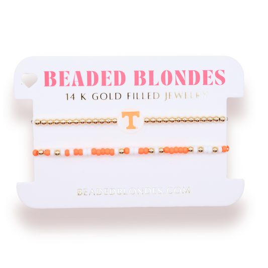 Tennessee/ Vols + Sprinkle Logo Bracelet Stack of 2