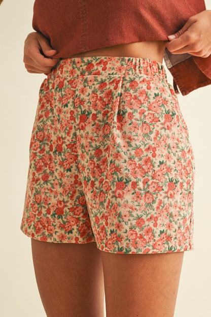 AW Corduroy Floral Shorts
