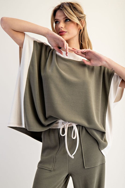 EE Color Block Top in dry herb