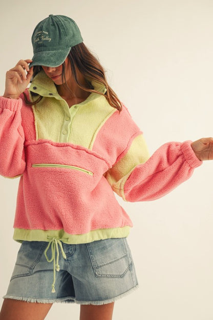 LL neon + lime fleece pullover