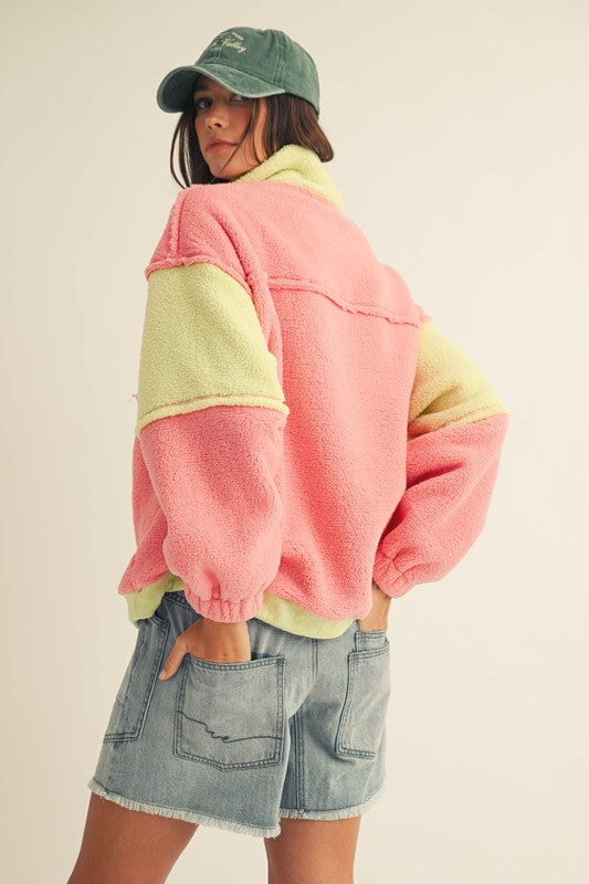 LL neon + lime fleece pullover
