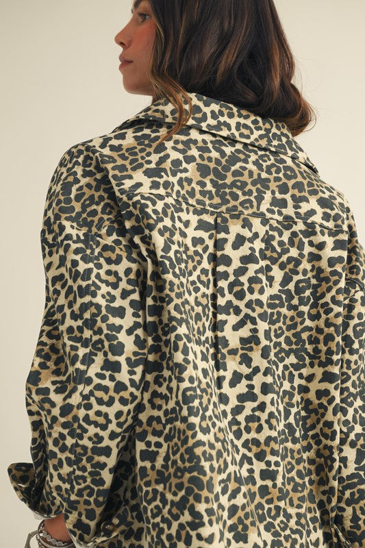 LL Oversize Leopard Button up
