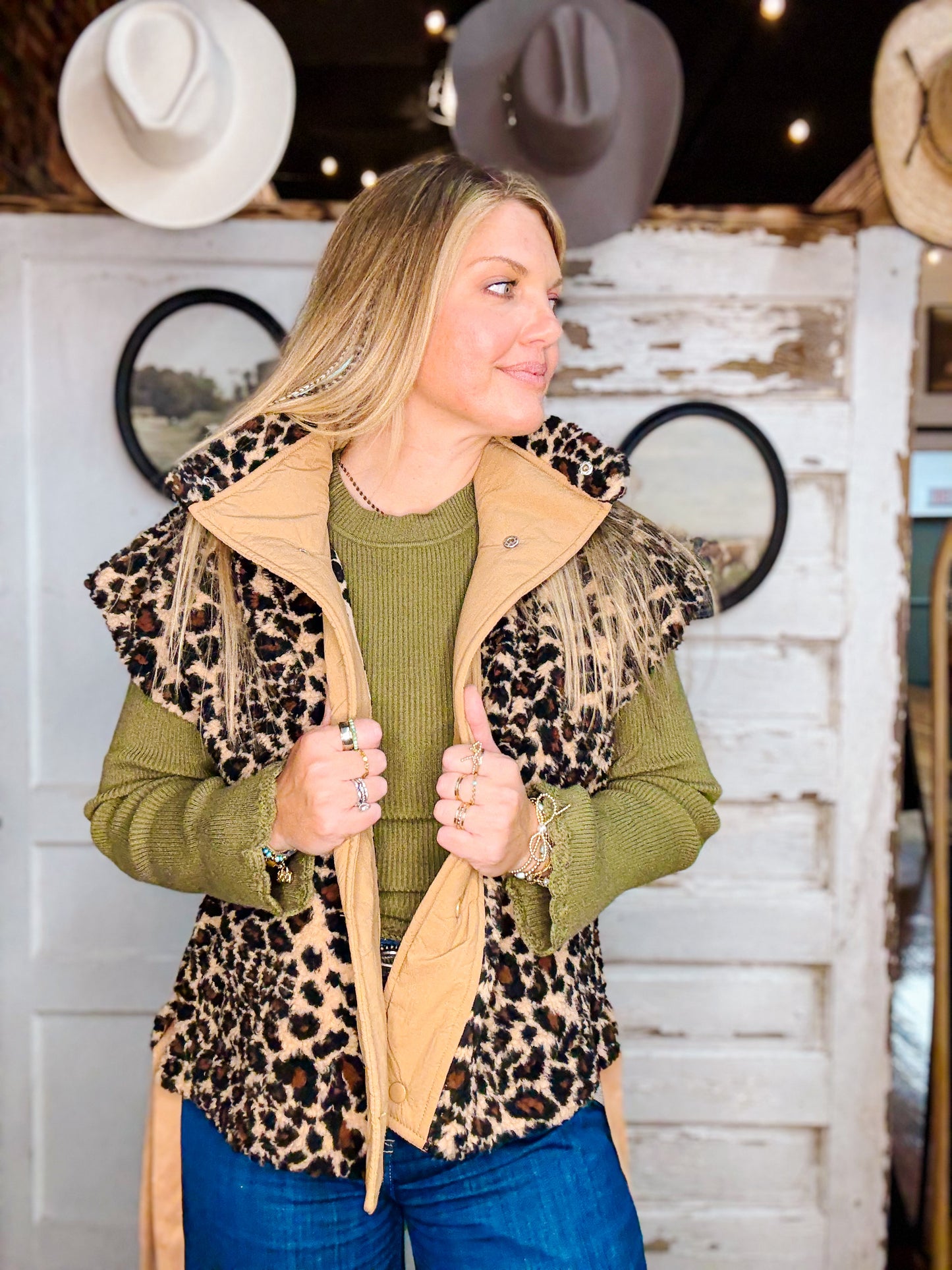 Keep Me Cozy Leopard Sherpa Vest