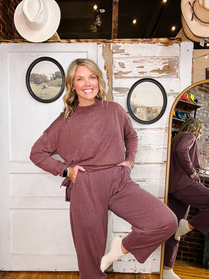 RM Cotton Poly Cocoon Pant-Dark Cherry