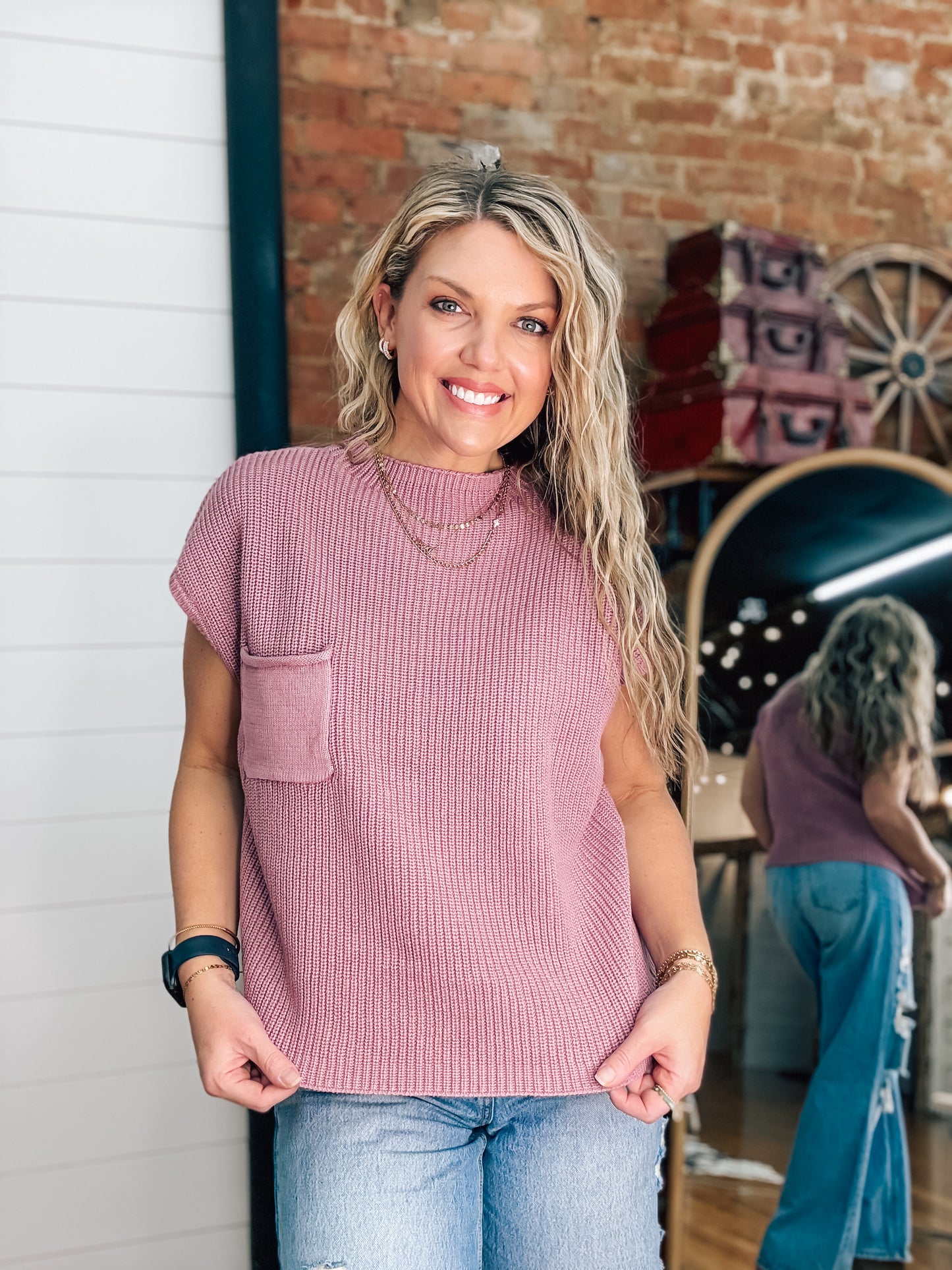 MAKE ME BLUSH KNIT SWEATER
