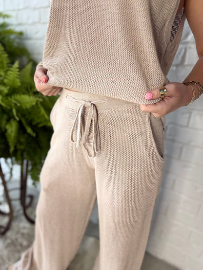 Knit khaki pant set