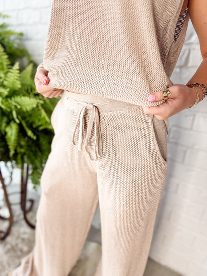 Knit khaki pant set