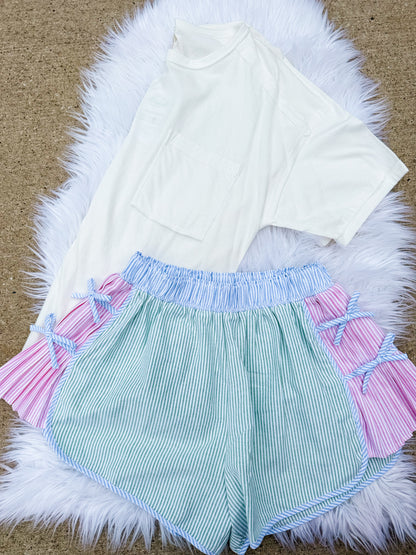 Pastel multi color sporty shorts