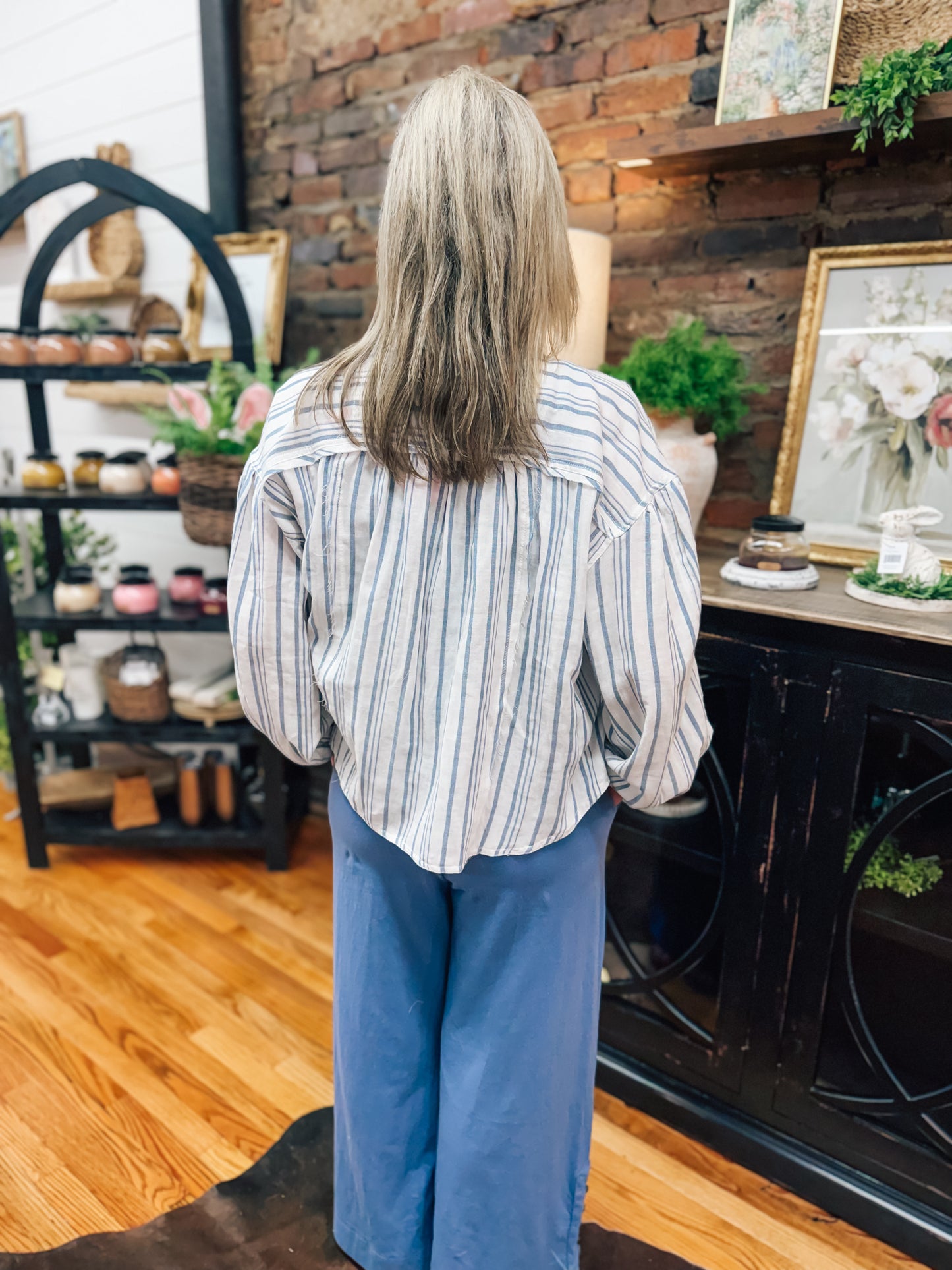 Blue Beach Button Up