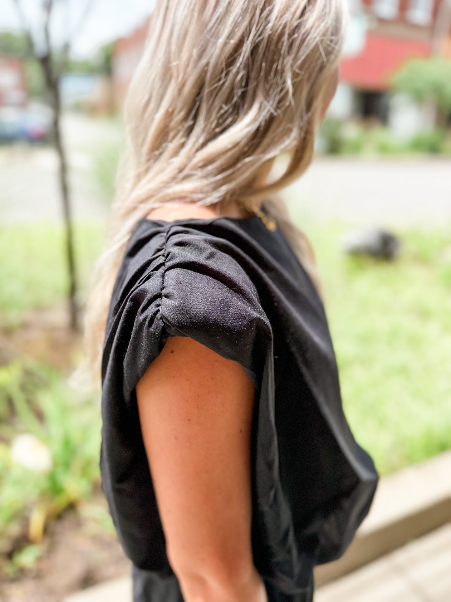 Black sleeveless crop bubble top and lace trim maxi skirt set