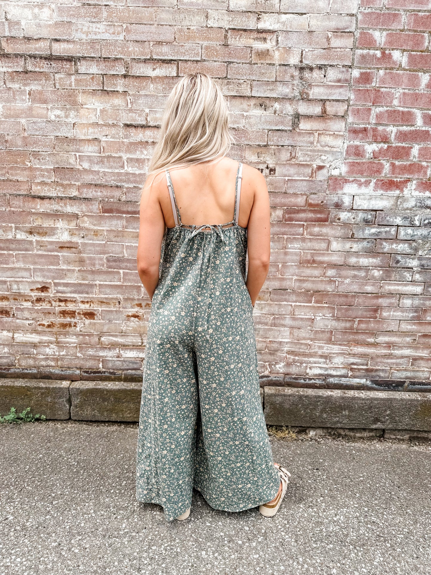 Vintage blue wide leg cami jumpsuit
