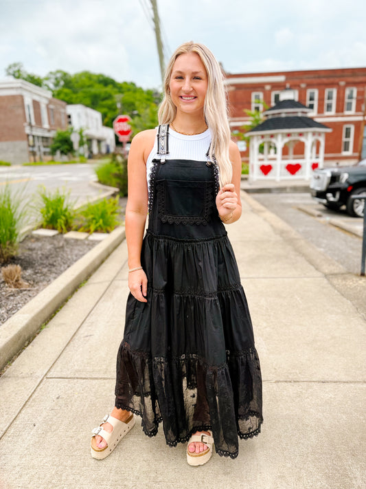 Black overall dress