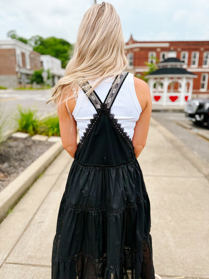 Black overall dress