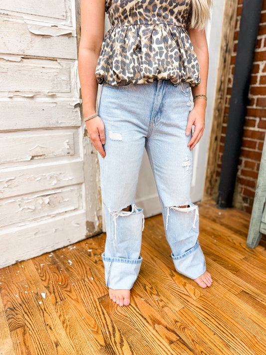 90s vintage flare distressed light wash jeans