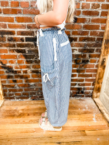 Denim striped jogger pants
