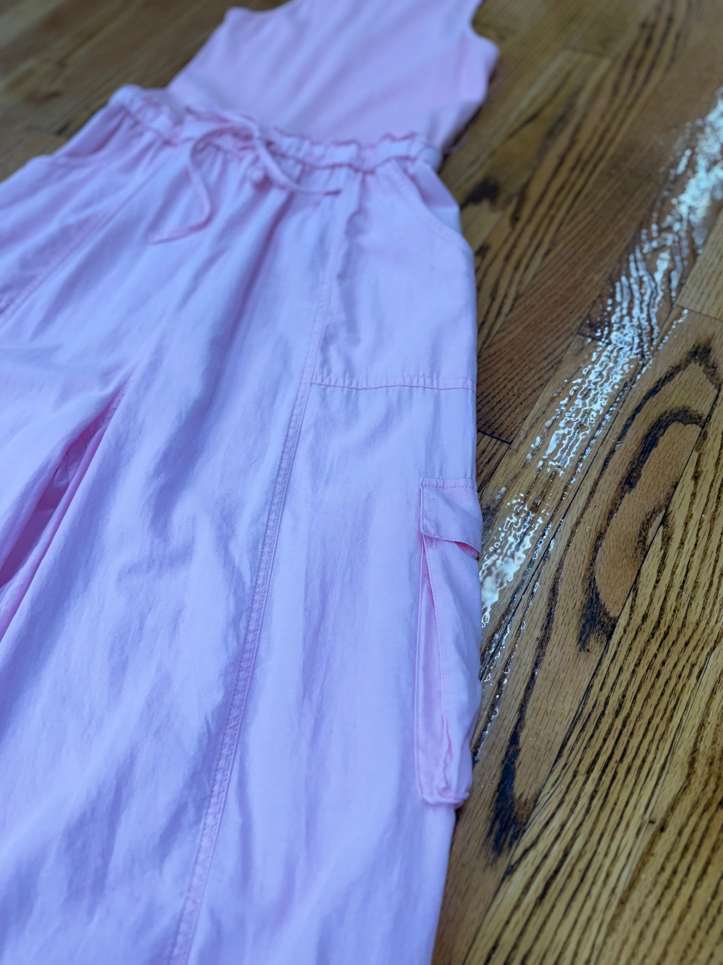 Bubble gum pink cargo jumpsuit