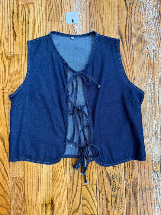 Denim Tie Vest-shade dark blue