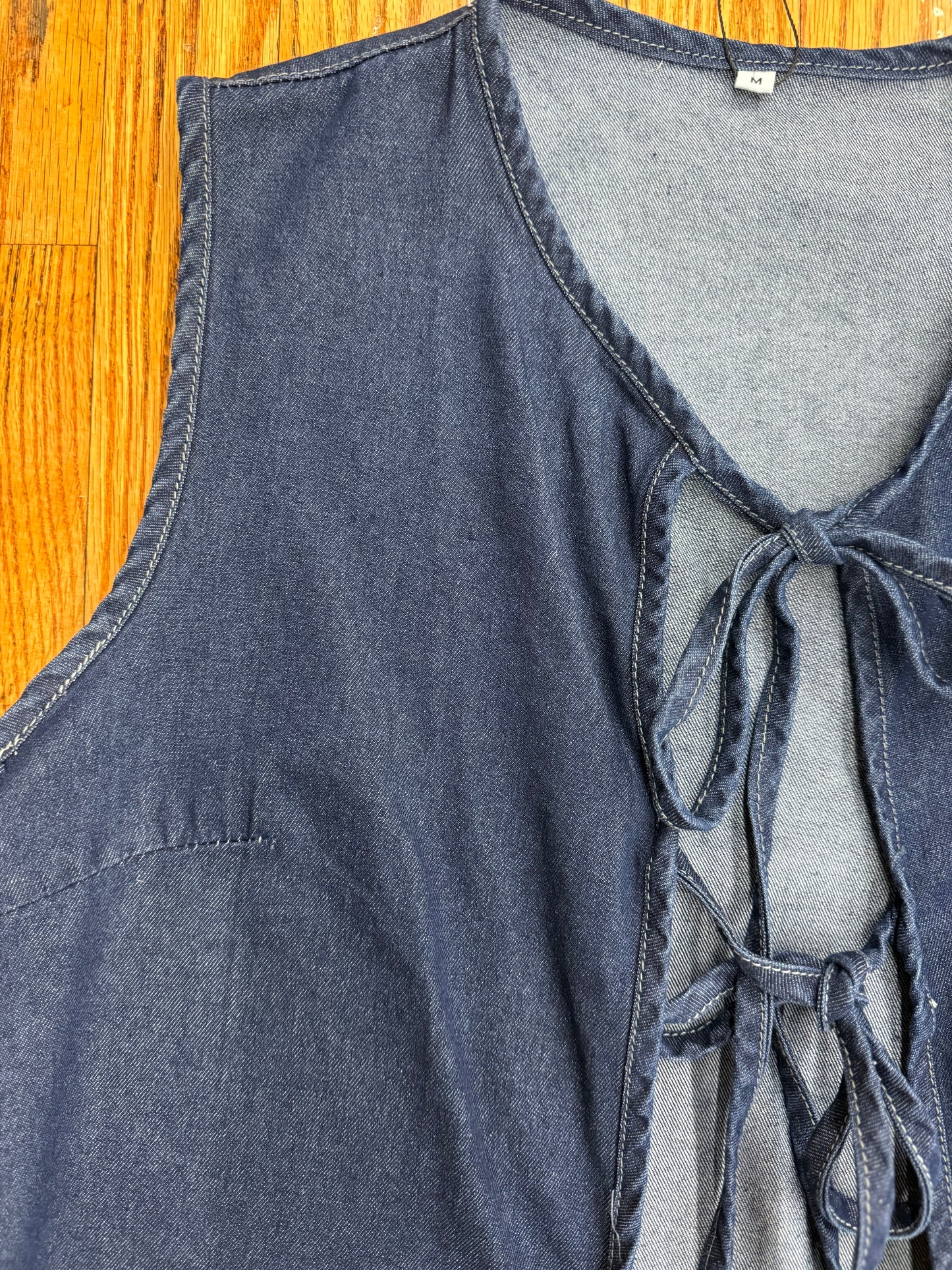 Denim Tie Vest-shade dark blue
