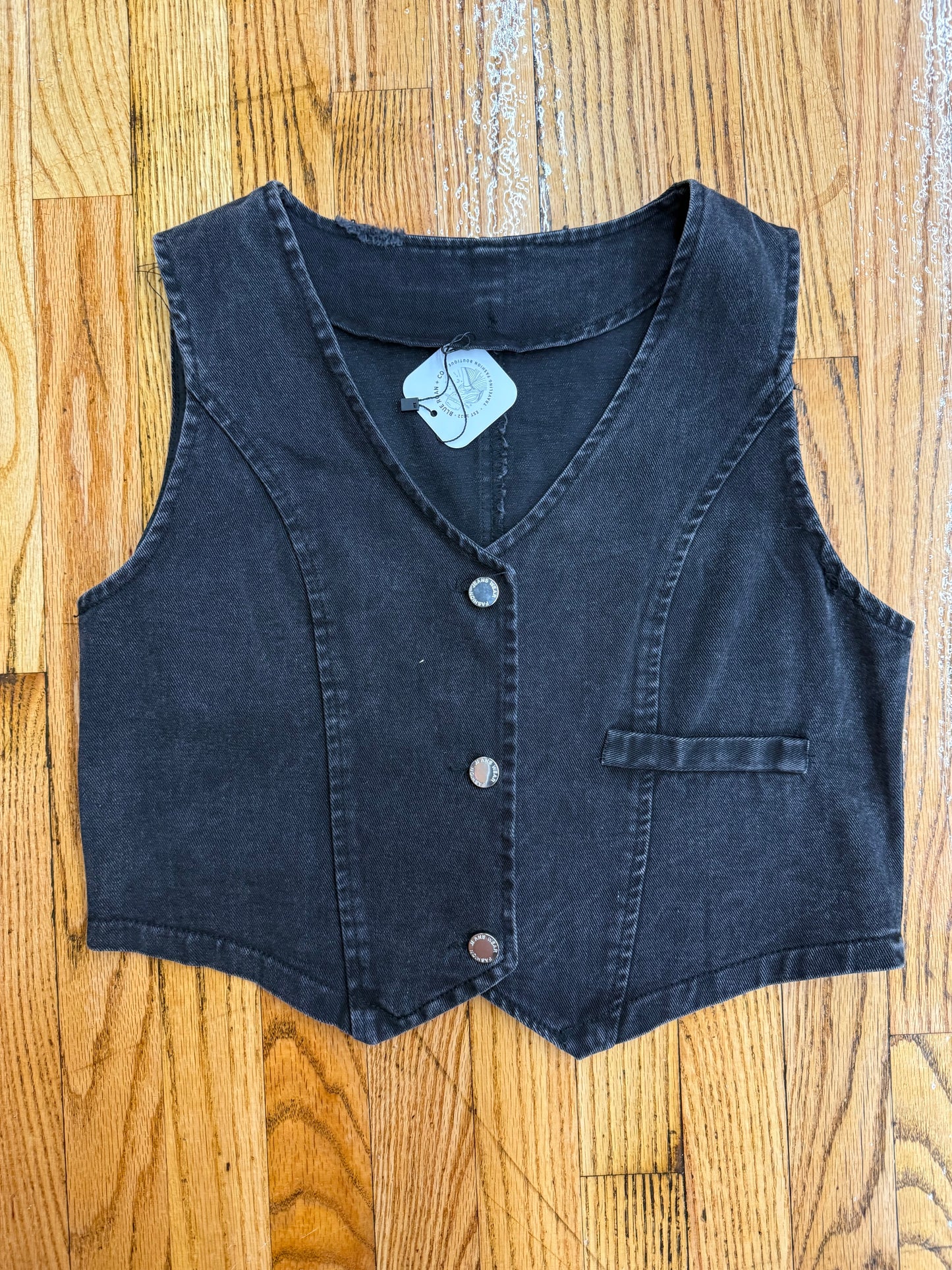 Black denim vest