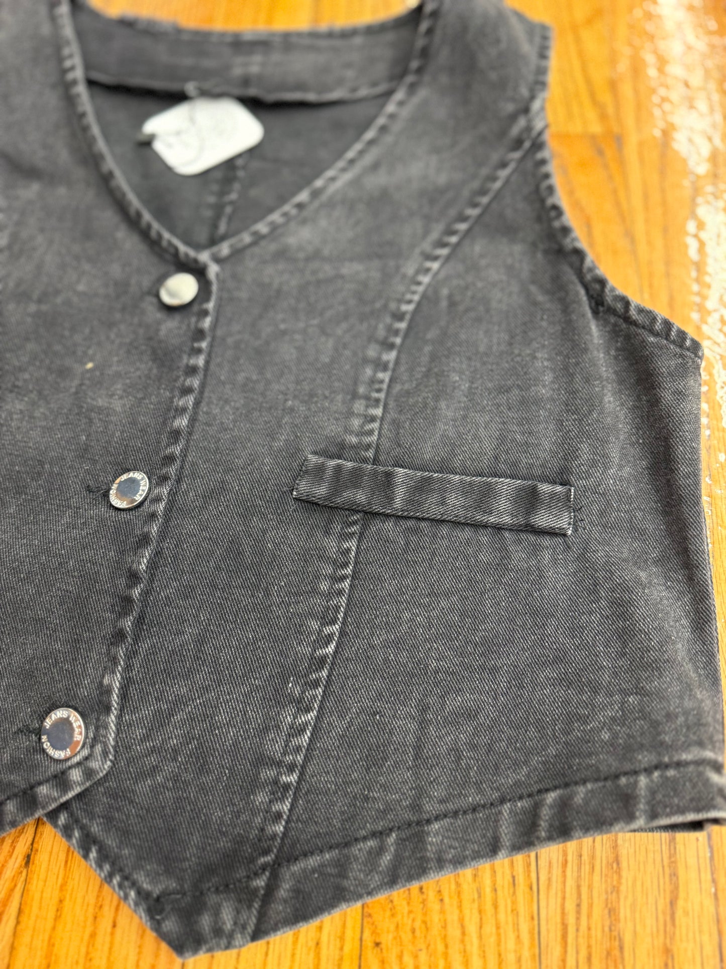 Black denim vest