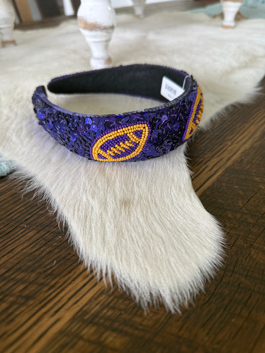 Purple sequins football headband