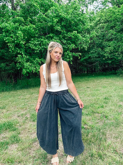 Flowy State Mineral Wash Wide Leg Pants