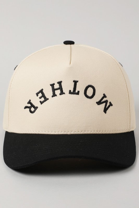 MOTHER upside down lettering embroidery cap