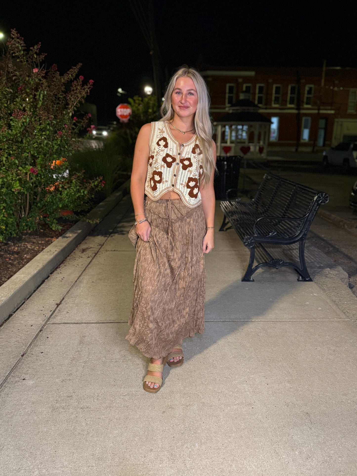 Wisk me away lace maxi skirt in brown