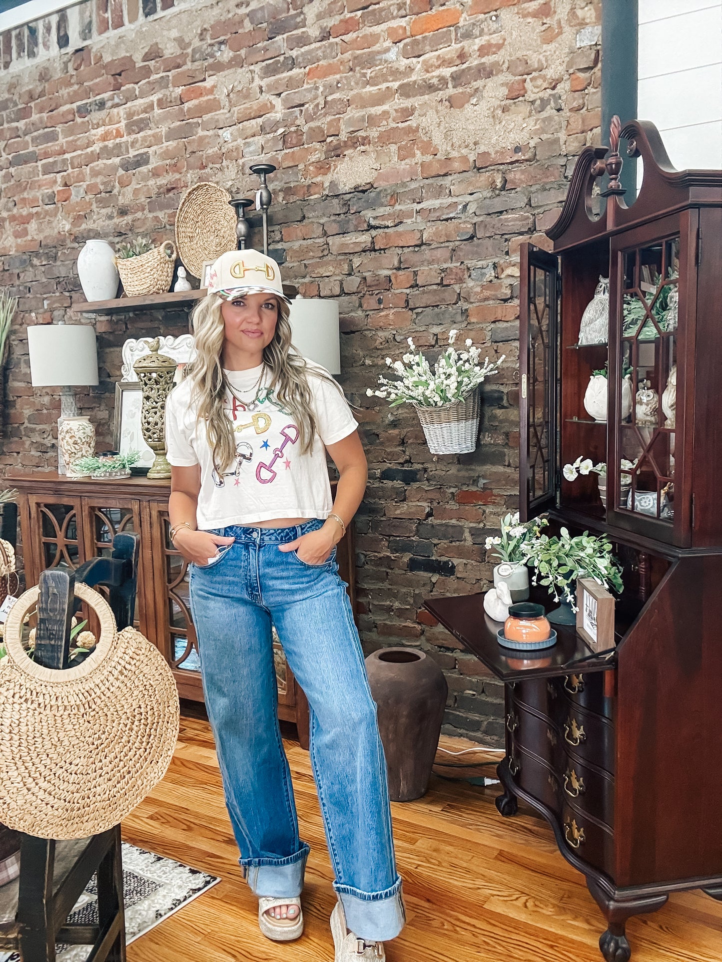 Shine Bright High Rise Cuffed Baggy Wide-Leg Jeans