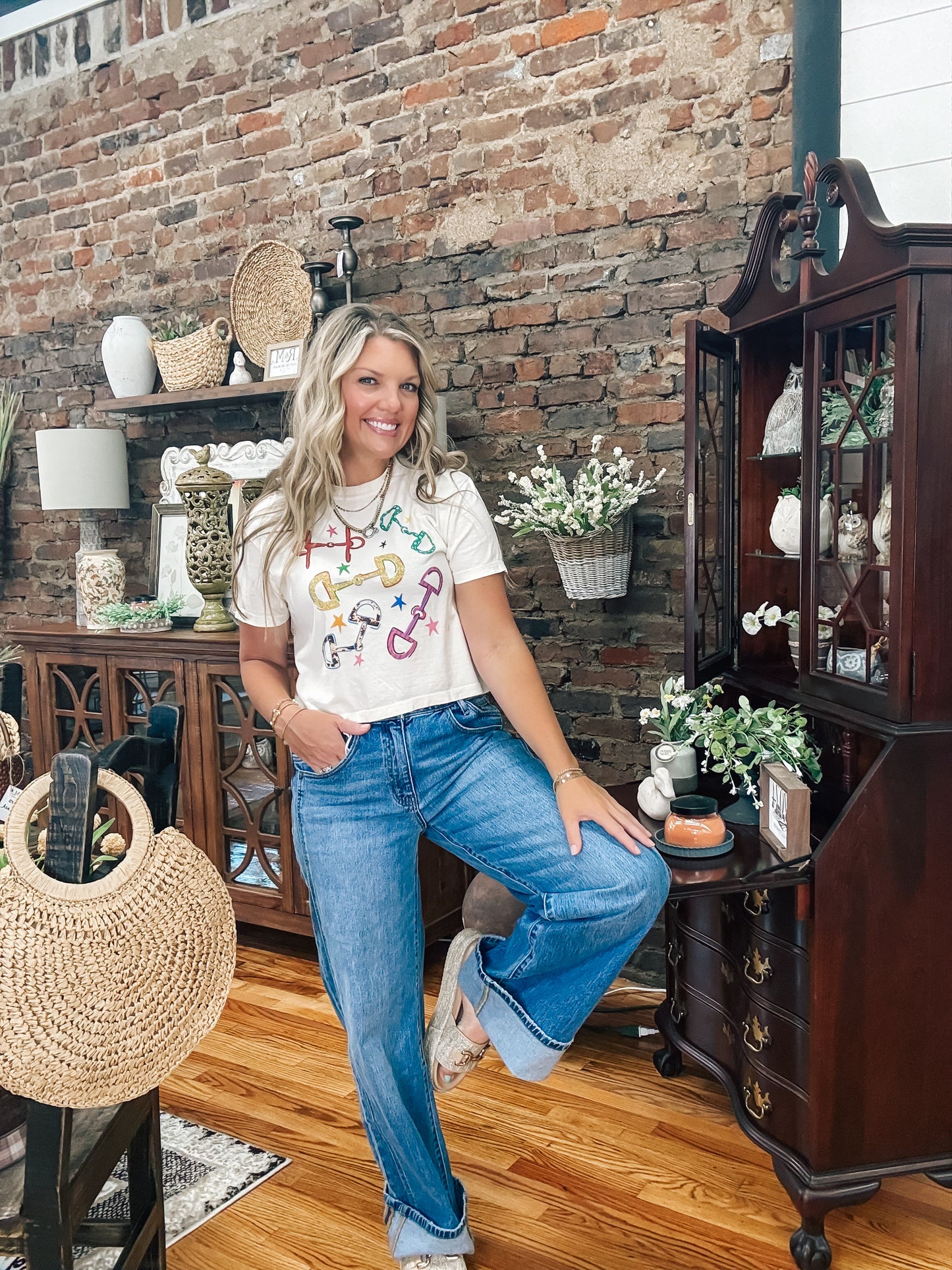 Shine Bright High Rise Cuffed Baggy Wide-Leg Jeans