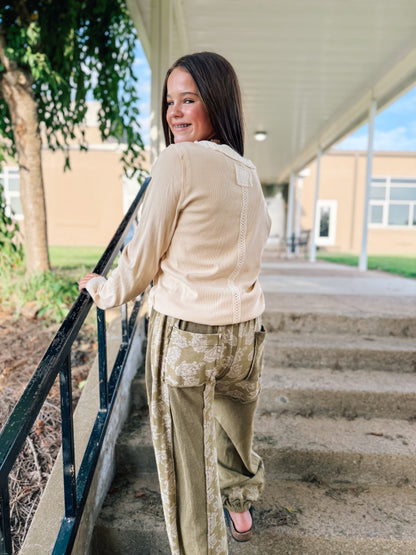 Meet The Teacher Olive Print Pants