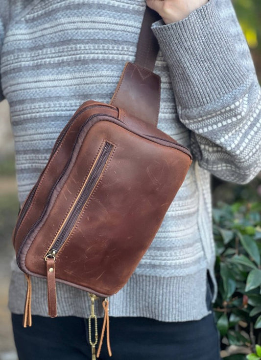 FL Vintage Cowhide leather crossbody sling