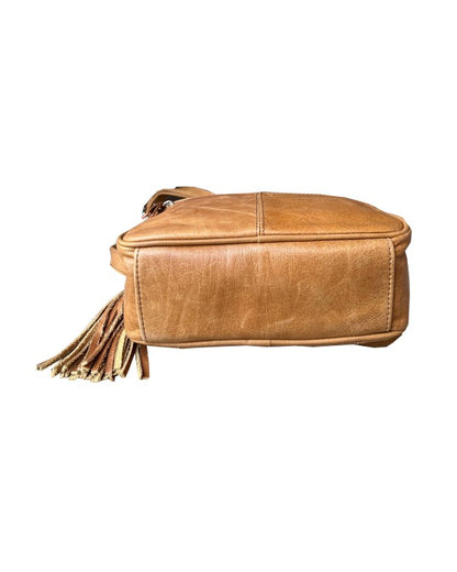 RL Cowhide leather crossbody in light brown