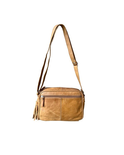 RL Cowhide leather crossbody in light brown